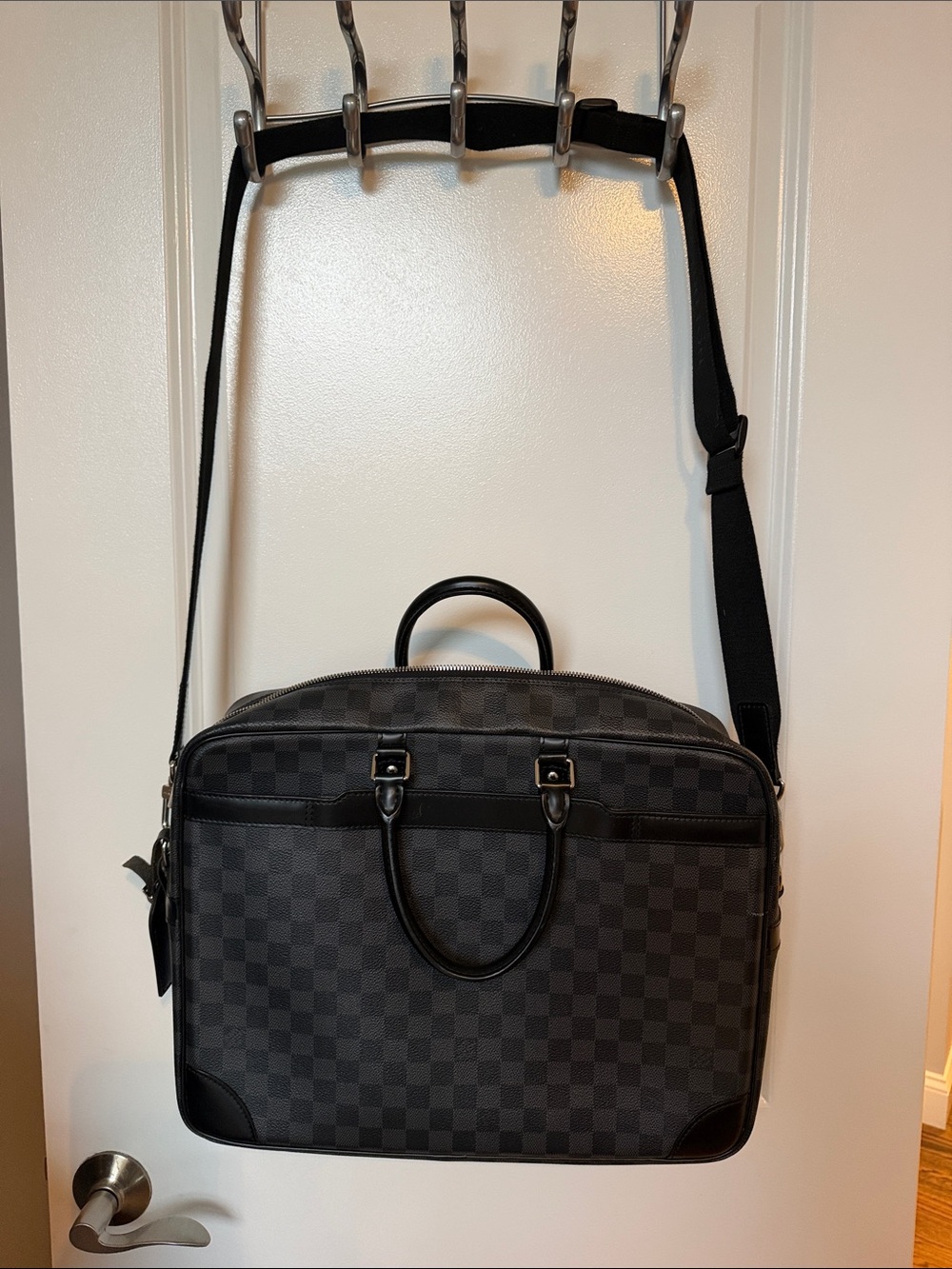 Louis Vuitton Graphite Checker Briefcase with Black Trim